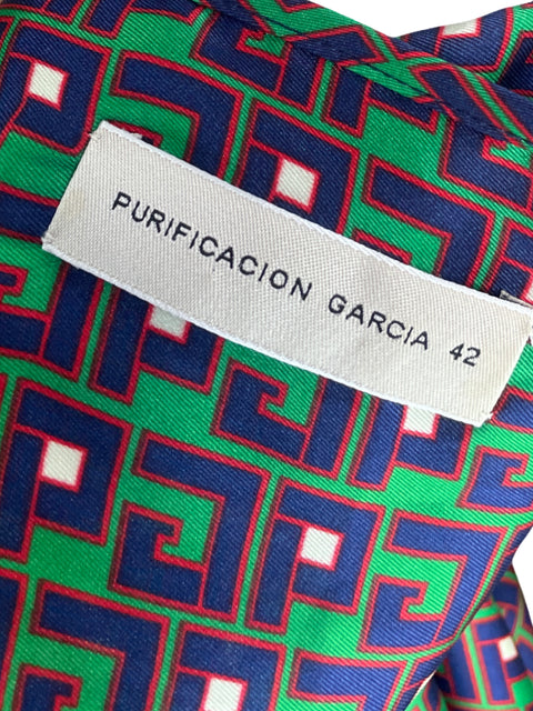 Vestido Purificaciòn Garcia Plisada Verde-Talla 42