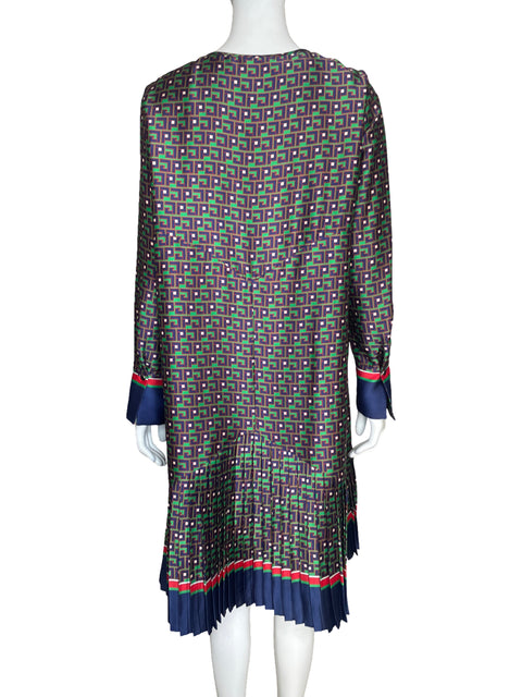 Vestido Purificaciòn Garcia Plisada Verde-Talla 42