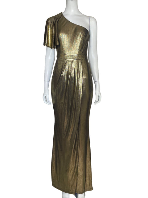 Vestido Sugar+Lips OneShoulder Lurex Dorado-Talla XS