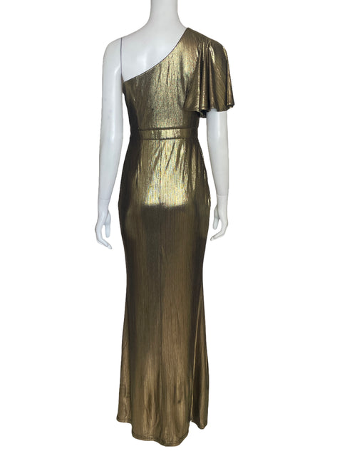 Vestido Sugar+Lips OneShoulder Lurex Dorado-Talla XS