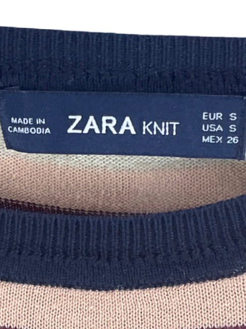 Sueter Zara Lineas Mangas Azul-Talla S