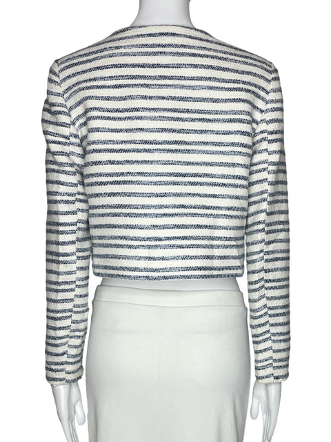 Chaqueta Zara Rayas Botones Blanco-Talla XS