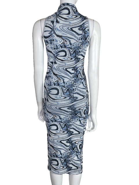 Vestido Zara Cuello Alto Midi Blanco-Talla XS
