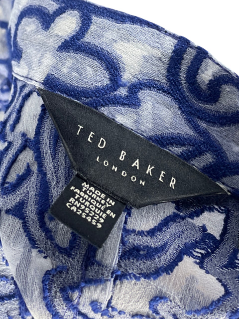 Vestido Ted Baker Bordadpo Floral Azul-Talla 2