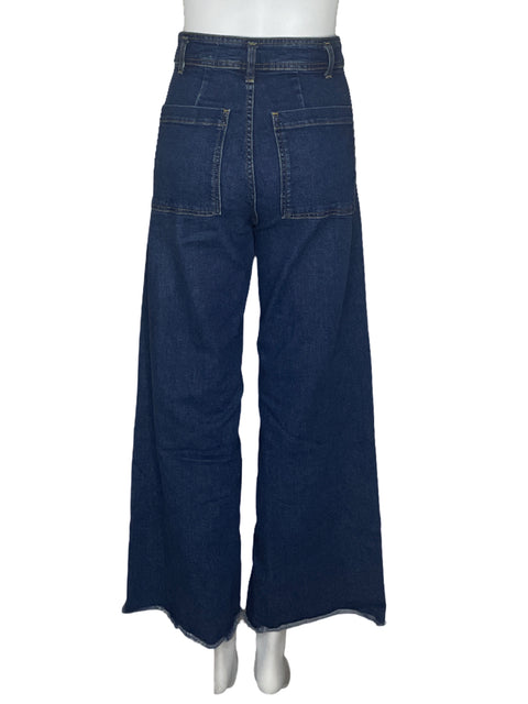 Pantalón Zara Jeans Tiro Alto Azul-Talla 4