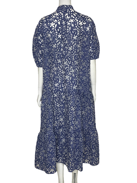 Vestido Ted Baker Bordadpo Floral Azul-Talla 2
