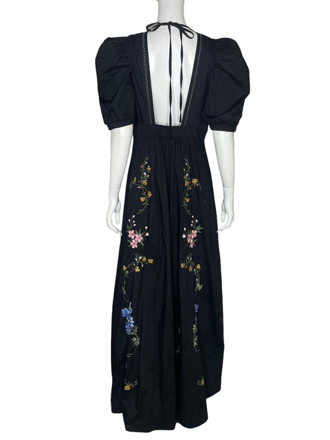 Vestido Especia Bordado Floral Negro-Talla L