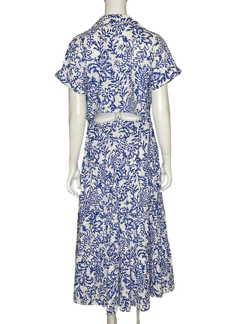 Vestido Zara Ojalillo Floral Blanco-Talla L