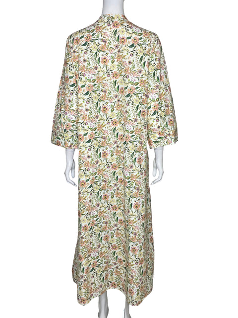 Vestido Zara Floral Camisero Blanco-Talla L