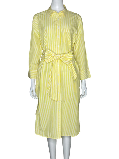 Vestido J.Crew Camisero Rayas Amarillo-Talla 10