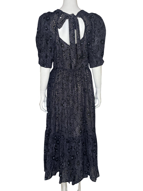 Vestido Ted Baker Flores Abullonada Negro-Talla 3