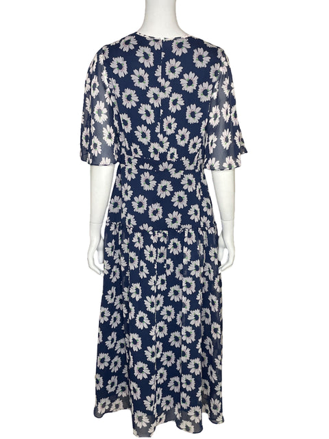 Vestido Ted Baker Floral Cuello V Azul-Talla 3