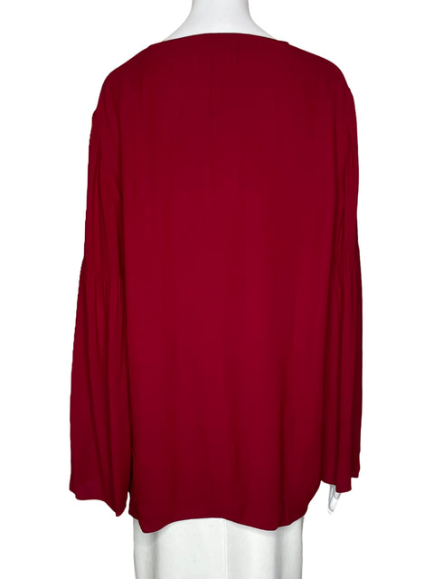 Blusa Massimo Dutti Mangas Cuello V Rojo-Talla 12