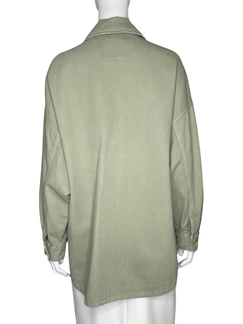 Jacket Stradivarius Bolsillos Jean Verde-Talla M
