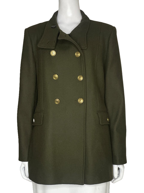 Blazer Zara Manteco Botones Dorado y Verde-Talla XL