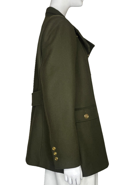 Blazer Zara Manteco Botones Dorado y Verde-Talla XL