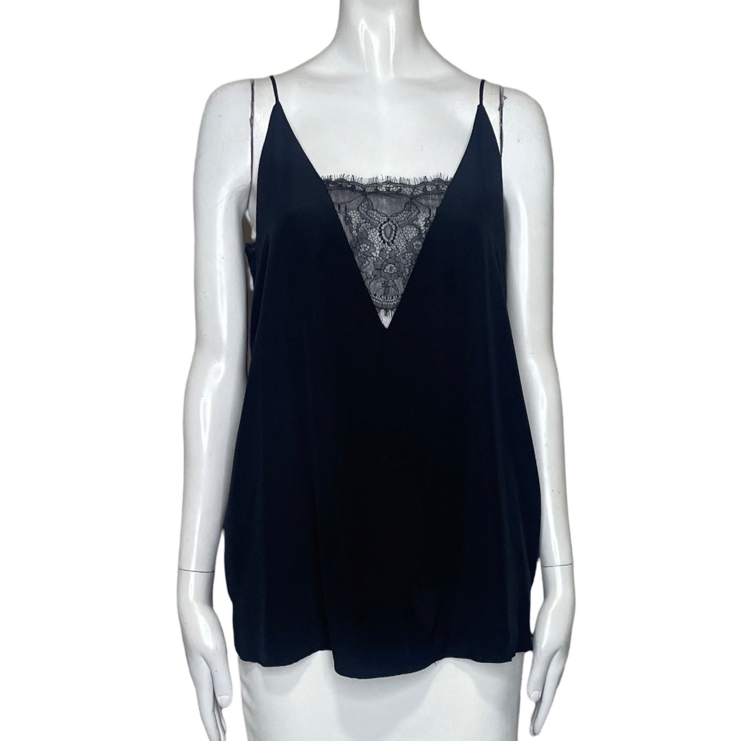 Blusa Bailey/44 Cuello V Encaje Negro-Talla L