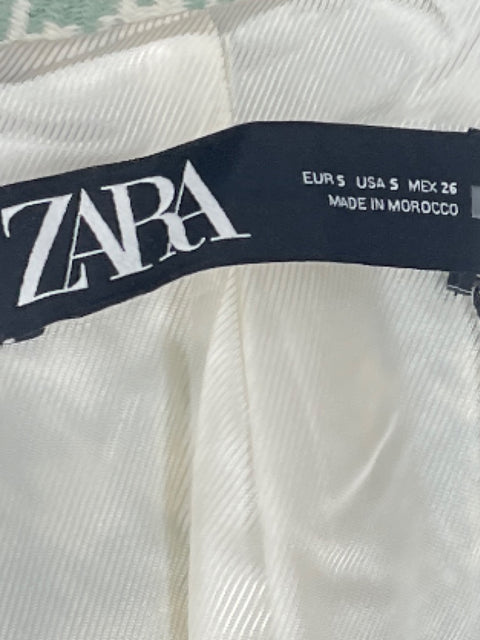 Blazer Zara Pata De Gallo Botones Verde-Talla S