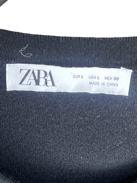 Sweater Zara Cuello Redondo Punto Negro-Talla L