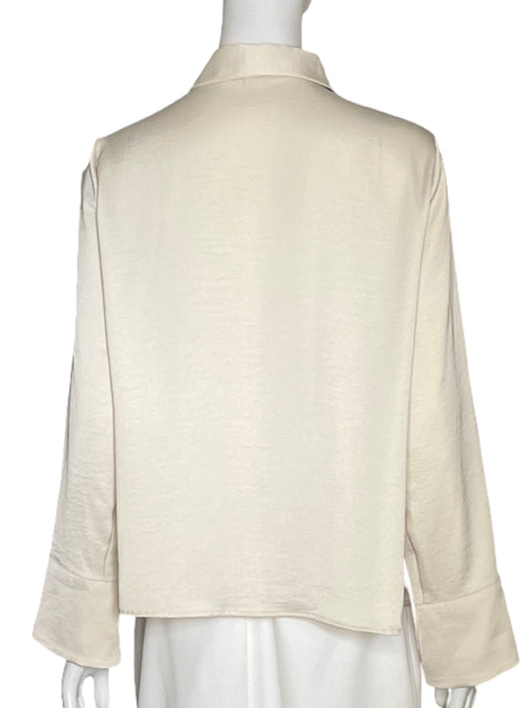 Camisa Zara Satinada Vuelos Beige-Talla L