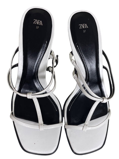 Calzado Zara Tacon Corto Tiras Blanco-Talla 37