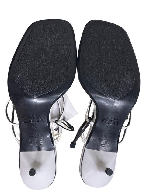Calzado Zara Tacon Corto Tiras Blanco-Talla 37