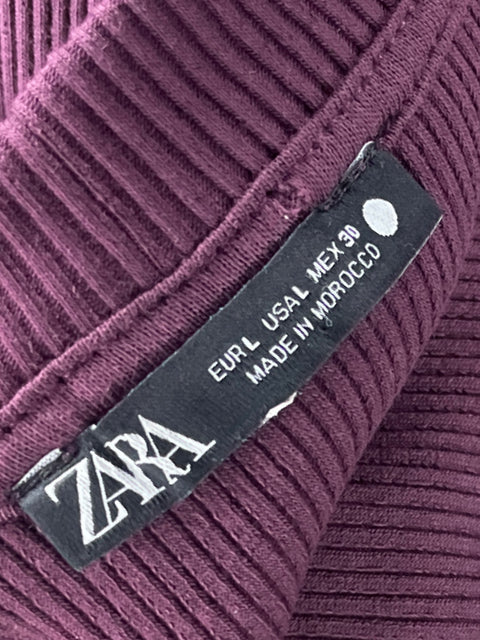 Sweater Zara Canale Manga Larga Cinturon Rojo Vino-Talla L