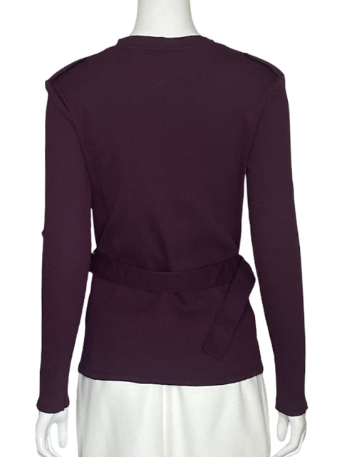 Sweater Zara Canale Manga Larga Cinturon Rojo Vino-Talla L
