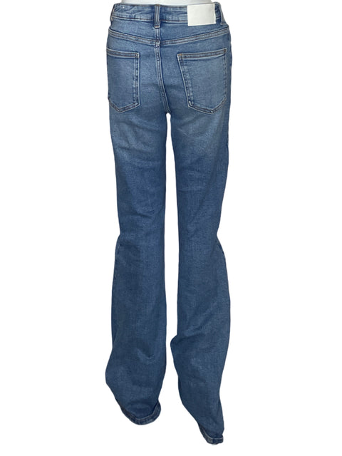 Pantalón Zara Botones Flare Jeans Azul-Talla 6