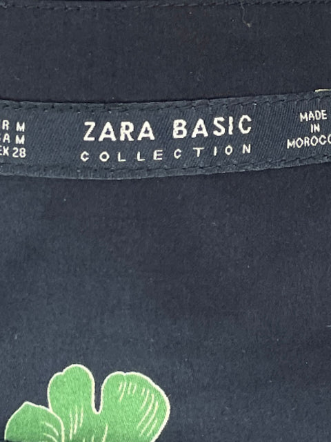 Falda Zara Flores Cinturon Negro-Talla M