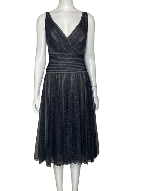 Vestido Tadashi Collection Sin Mangas Brillo Negro-Talla 8