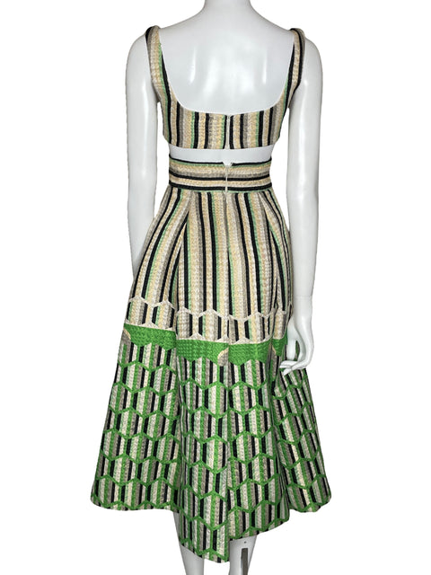 Vestido Gemy Maalouf Jacquard Cut Out Verde-Talla 8
