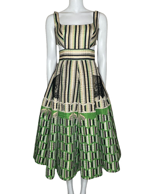 Vestido Gemy Maalouf Jacquard Cut Out Verde-Talla 8