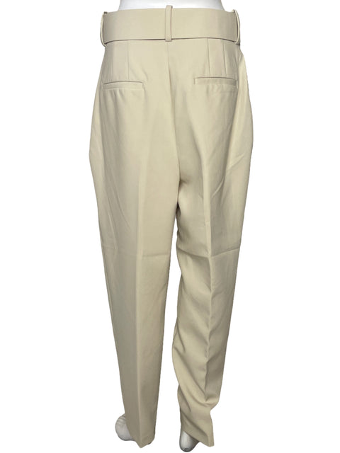 Pantalón Zara Plisado Cinturón Beige-Talla L