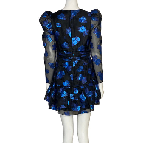 Vestido Zara Floral Metalizado Negro-Talla M