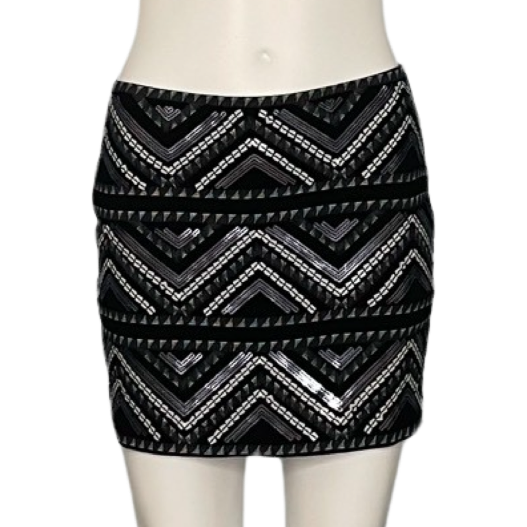 Falda Express Mini Lentejuelas Negro Talla XS The Preloved Shop