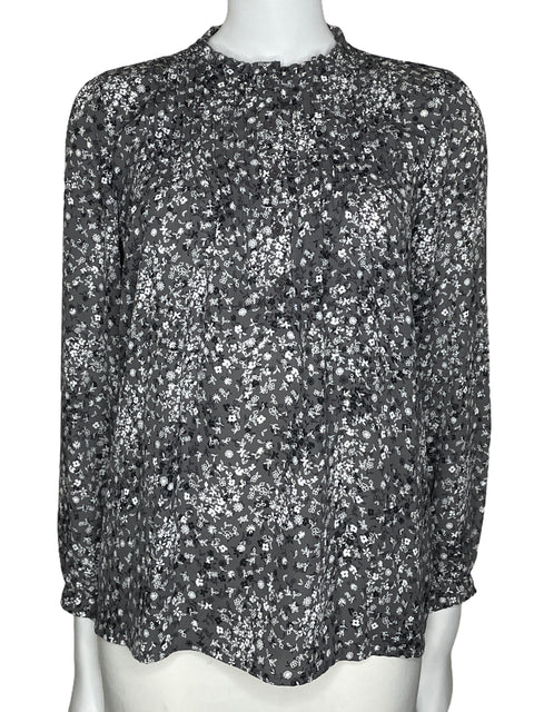 Blusa Adrianna Papell Floral Manga Larga Gris-Talla XS