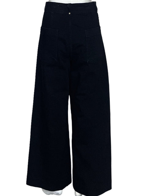 Pantalón Zara Recto Jeans Negro-Talla 8