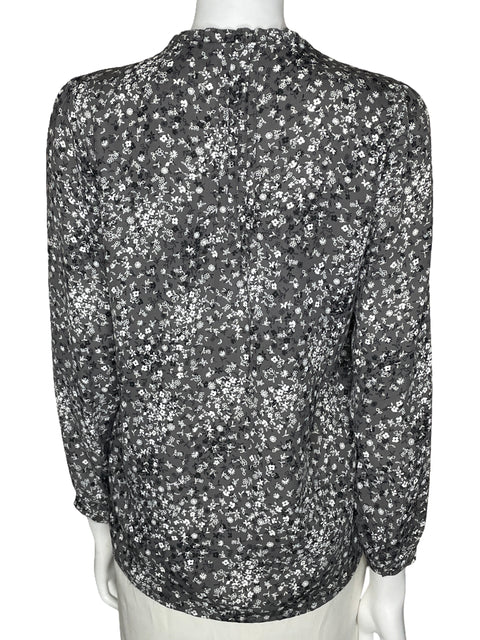 Blusa Adrianna Papell Floral Manga Larga Gris-Talla XS