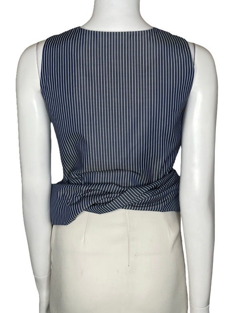 Top Preta Rayas Sin Mangas Azul-Talla S