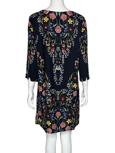 Vestido Desigual Flores Mangas Negro-Talla 42