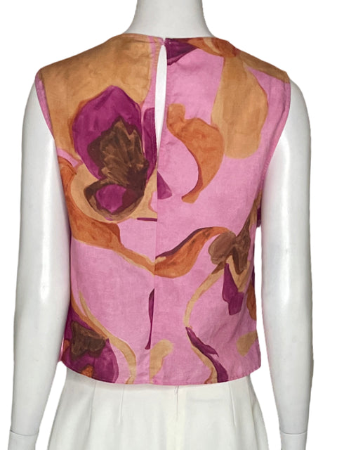 Blusa Massimo Dutti Cruzado Flores Rosado-Talla 12