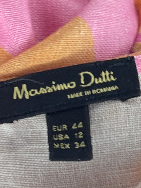 Blusa Massimo Dutti Cruzado Flores Rosado-Talla 12
