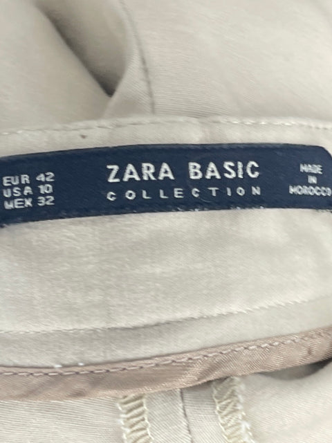 Pantalón Zara Fluido Clasico Beige-Talla 10
