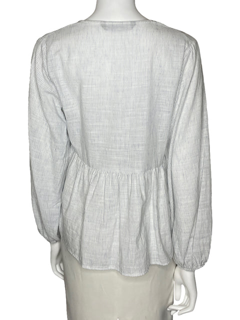 Blusa Zara Fluida Rayas Blanco-Talla S