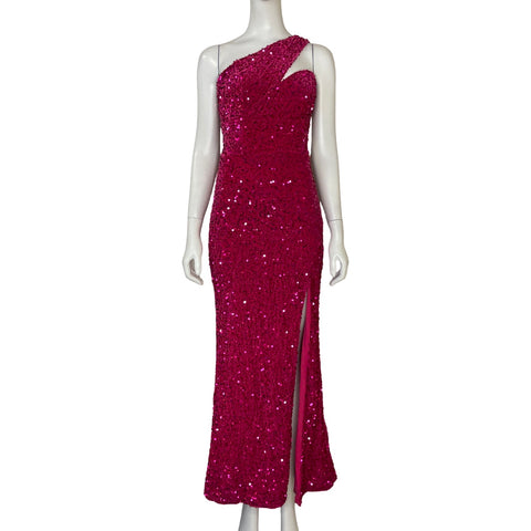 Vestido Royal Queen Halter Brillante Fucsia - Talla 8