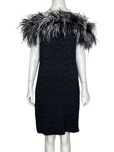 Vestido Jeffrey & Dara By Linda Hutley Pluma Negro-Talla 6