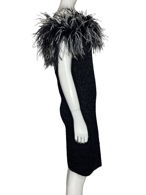 Vestido Jeffrey & Dara By Linda Hutley Pluma Negro-Talla 6