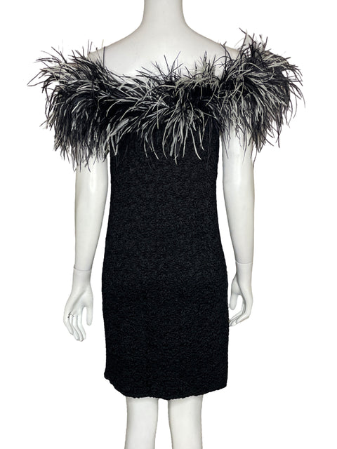 Vestido Jeffrey & Dara By Linda Hutley Pluma Negro-Talla 6