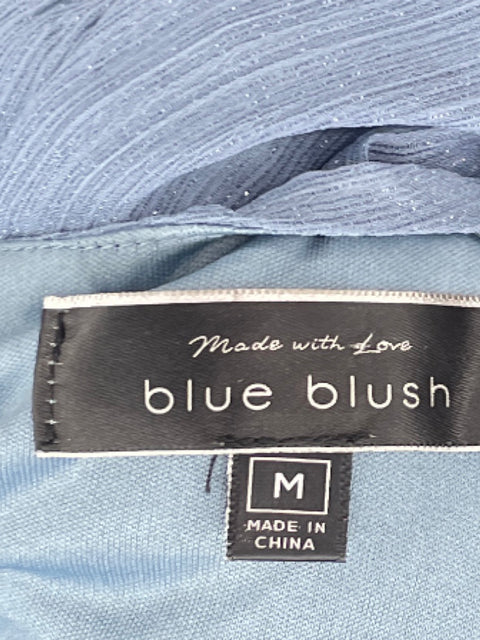 Vestido Blue Blush Drapeado Brillo Azul-Talla M